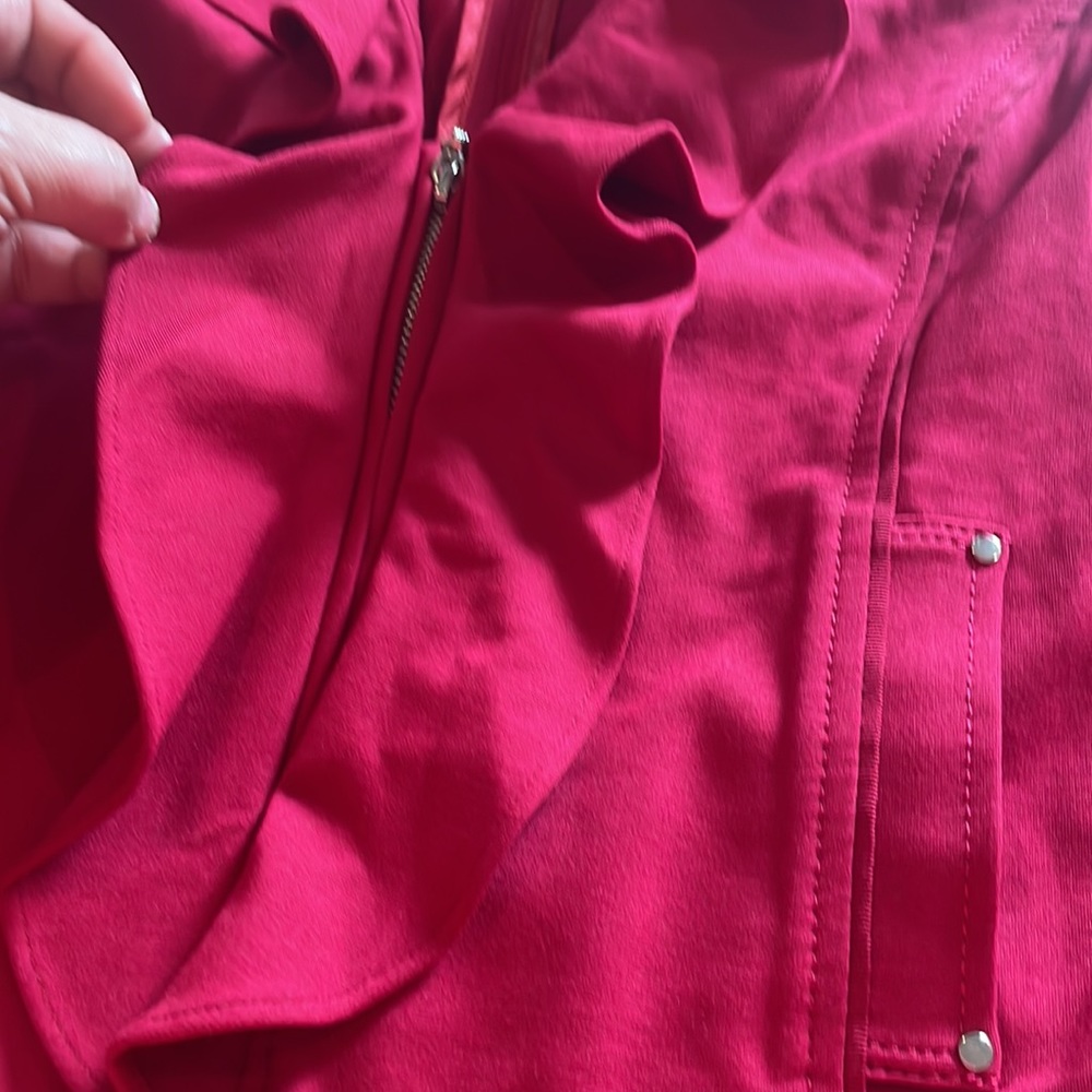 White House Black Market Red Ruffle Jacket - Picture 3 of 8